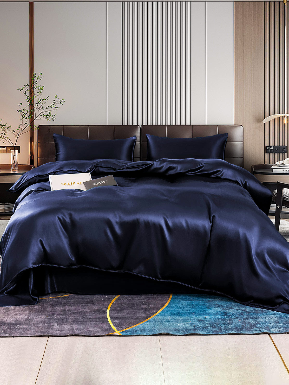 [Mørkeblå] SilkSilky-DK 22Momme Bedding Set 001