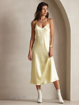 [Lysegul] SilkSilky-DK Sleeveless V Neck Kjole 001