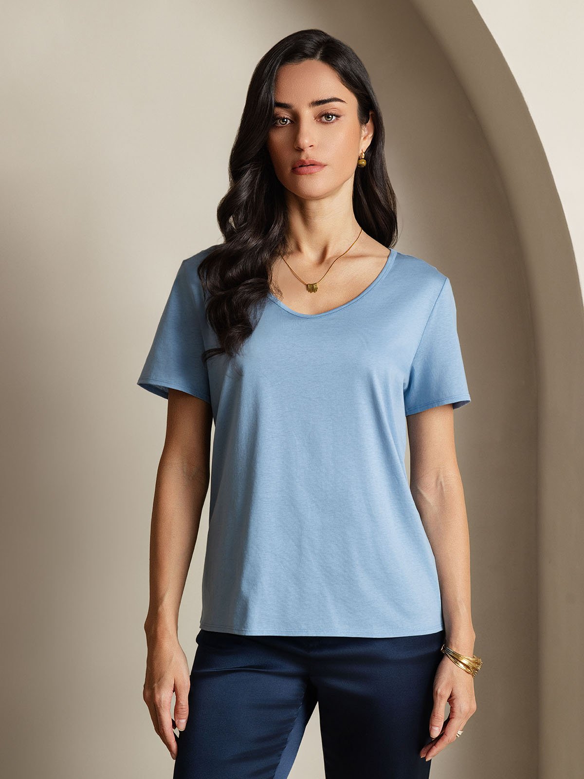 SilkSilky-DK Silke Womens T-Shirt Blå 001