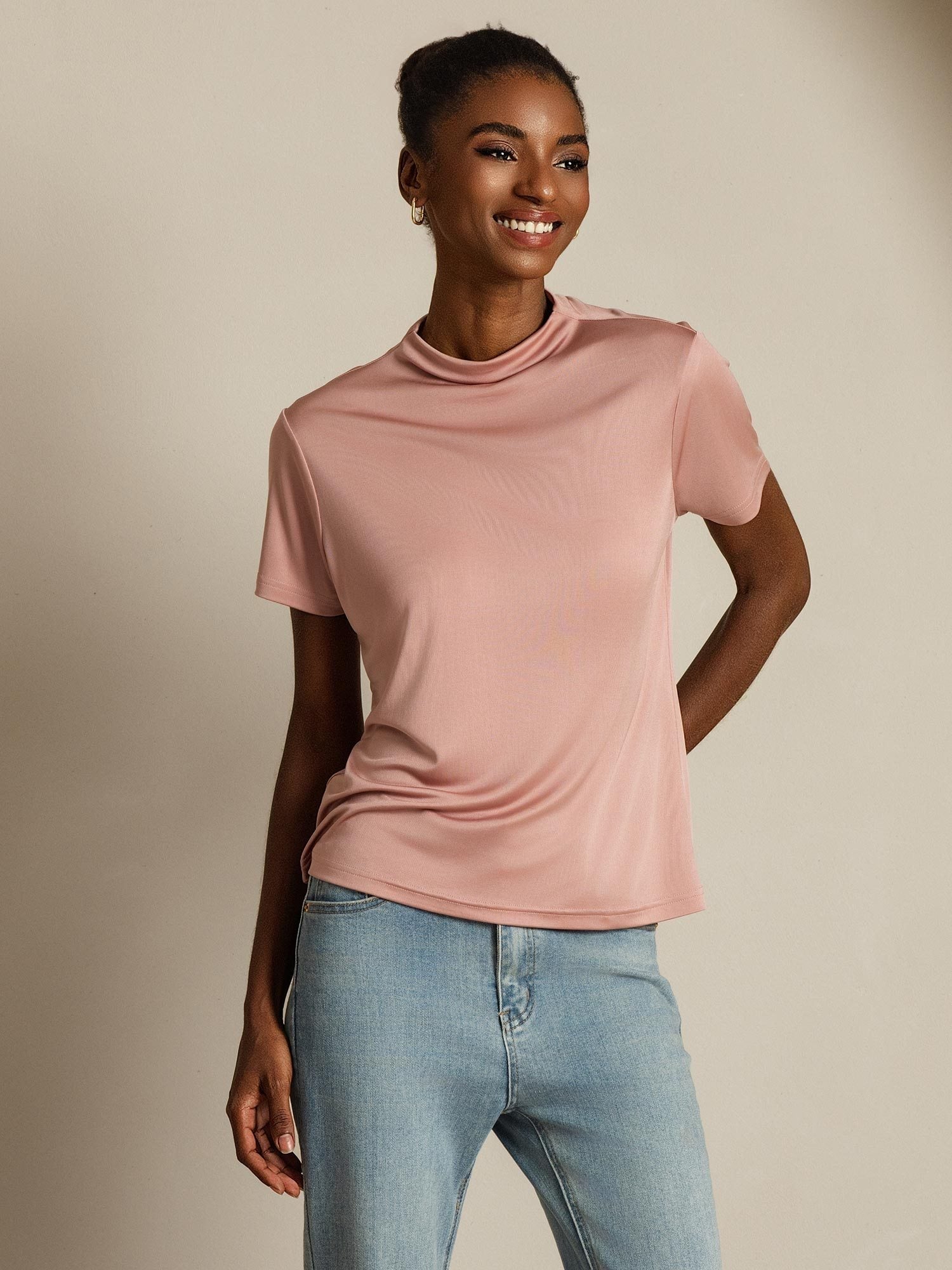 [Lyserød] SilkSilky-DK Silke Womens T-Shirt 006