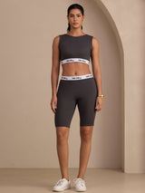 [Grå] SilkSilky-DK Sleeveless Crew Neck Women's Outfit Sets 001