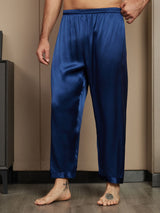 [Mørkeblå] SilkSilky-DK Pure Silk Mens Sleep Bottoms 001