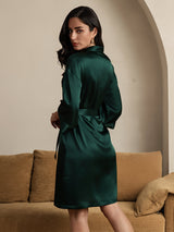 [Mørkegrøn] SilkSilky-DK 3/4 Sleeve Dame Morgenkåbe 002