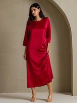 [Vin] SilkSilky-DK 3/4 Sleeve Round Neck Kjole 005