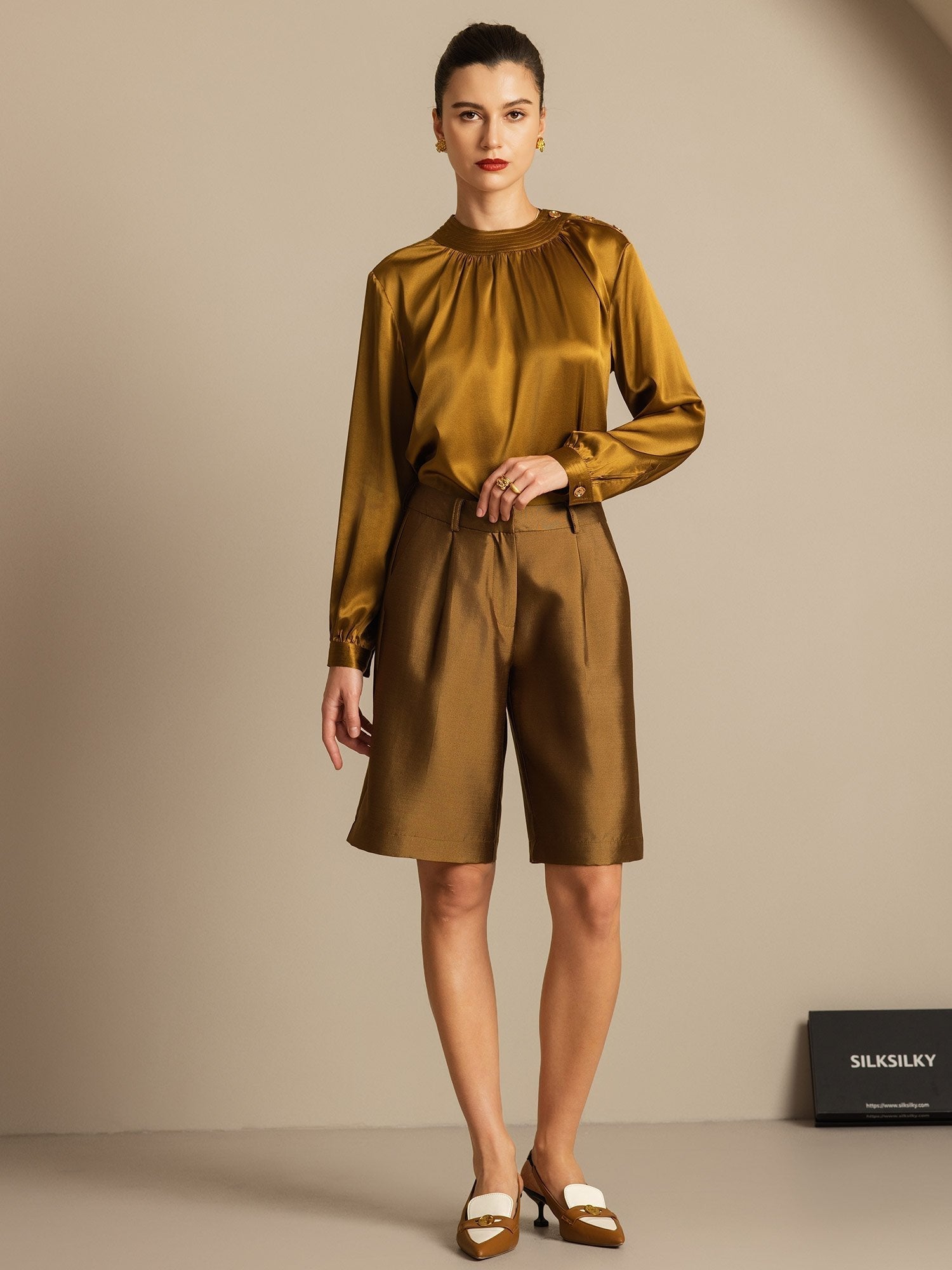 [Bronze] SilkSilky-DK 32Momme Silke Womens Shorts 007,