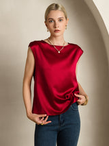[Vin] SilkSilky-DK Cap Sleeve Round Neck T-shirt til kvinder 005