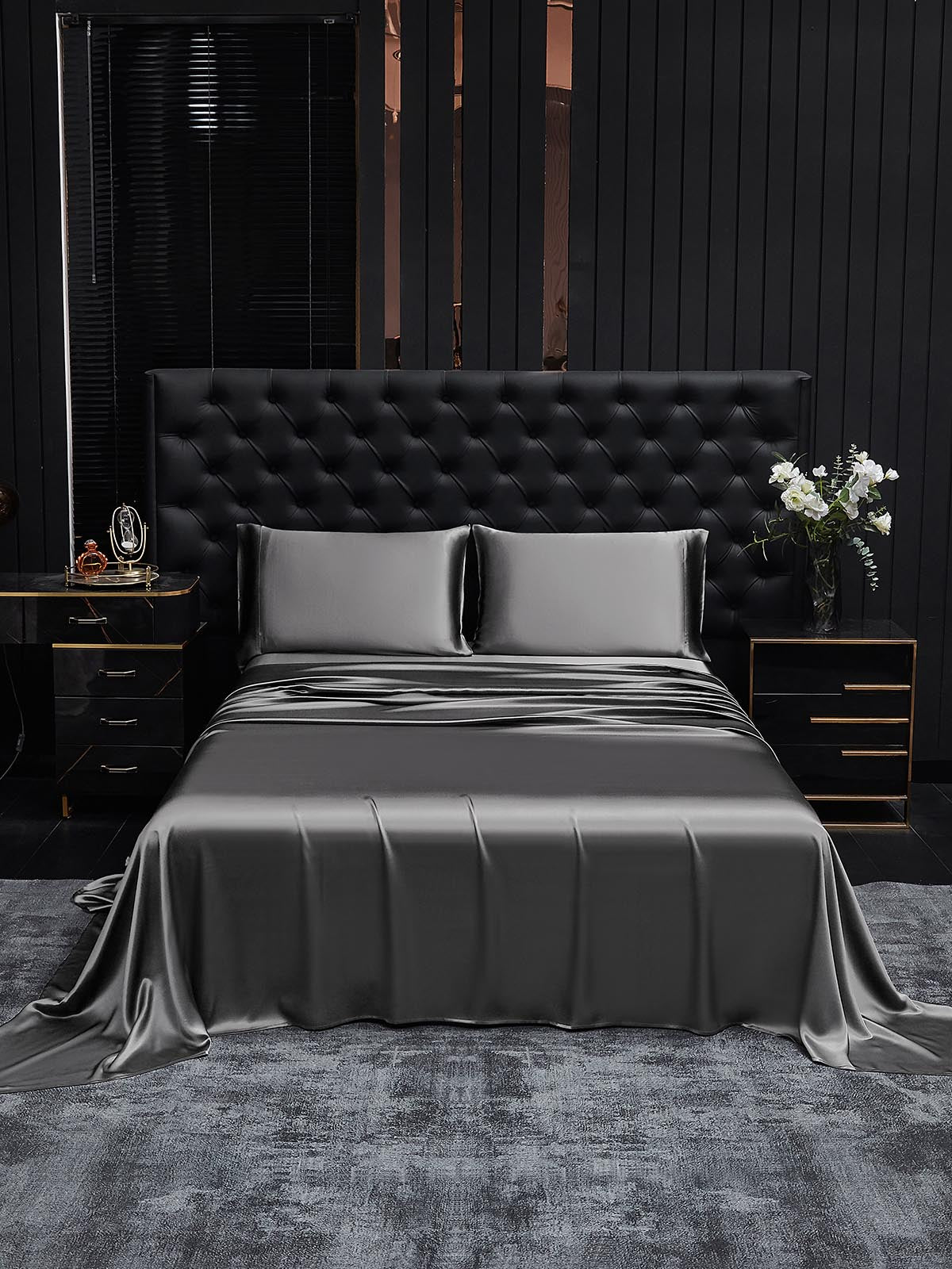 [Mørkegrå] SilkSilky-DK 19Momme Bedding Set 001
