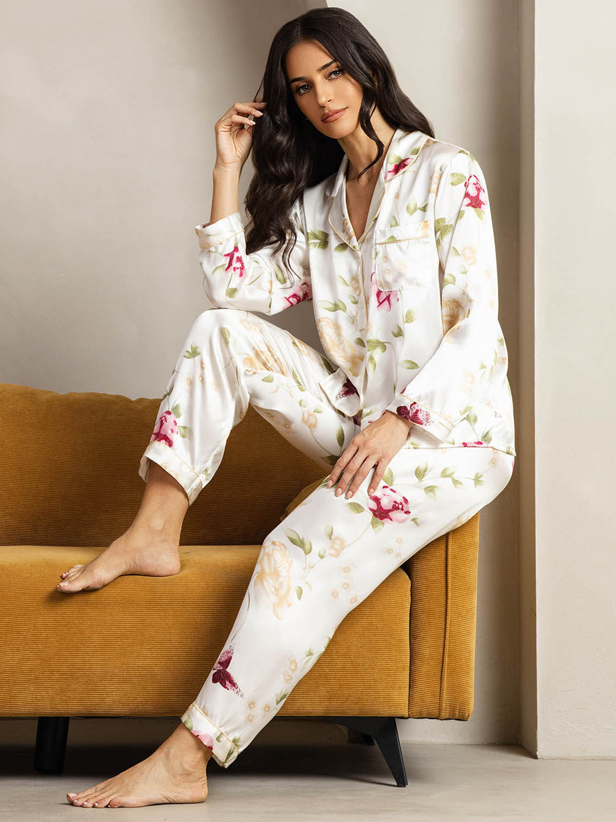 [Elfenbensblomst] SilkSilky-DK Womens Pajamas 005