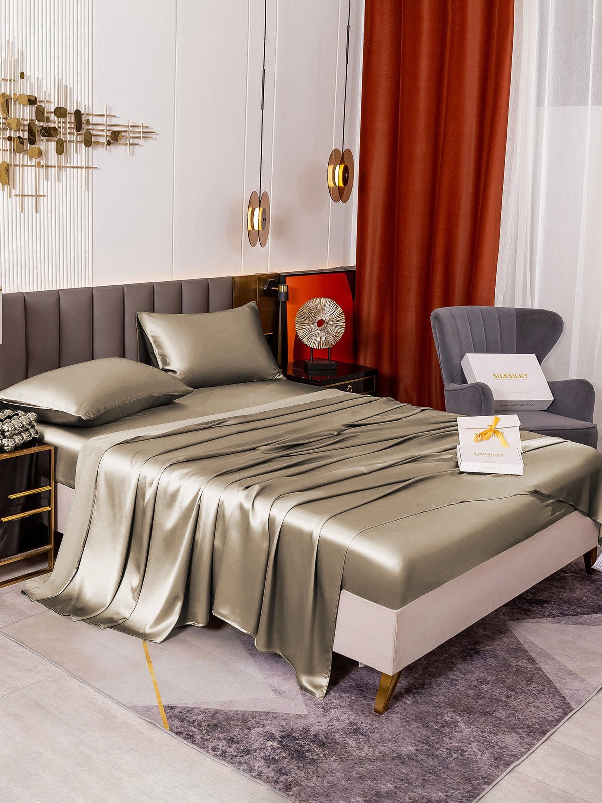 [Kaki] SilkSilky-DK 19Momme Bedding Set 001