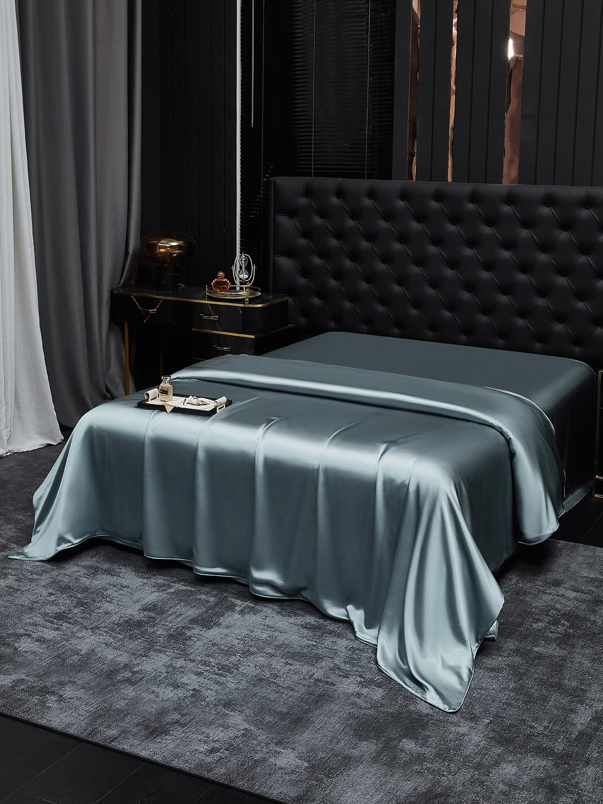 [Gråblå] SilkSilky-DK 19Momme Duvet Cover 001