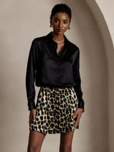 [Sort] SilkSilky-DK Long Sleeve Lapel Collar Dameskjorte 004