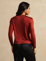 [Brændt Mursten] SilkSilky-DK Long Sleeve Crew Neck T-shirt til kvinder 002