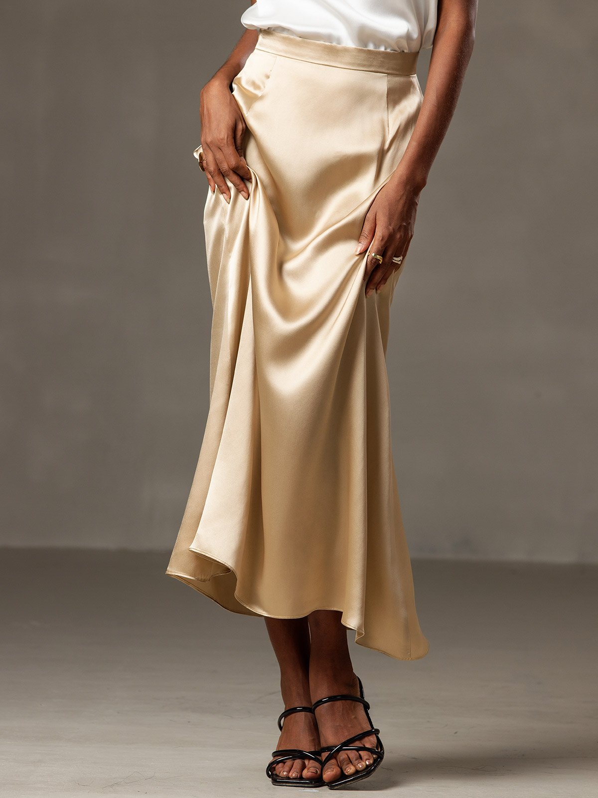 [Champagne] SilkSilky-DK 19Momme Silke Skirt 002