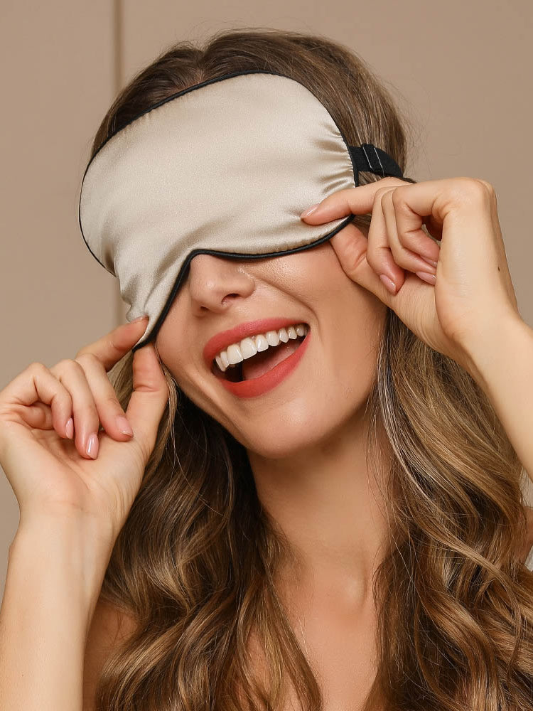 [Beige] SilkSilky-DK 19Momme Eye Mask 001