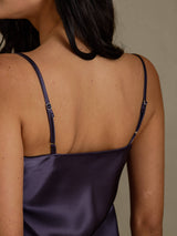 [Lilla Grå] SilkSilky-DK Sleeveless V Neck Natkjole 005