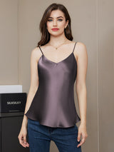[Lilla Grå] SilkSilky-DK Spaghetti Strap V Neck Camisole Top 005