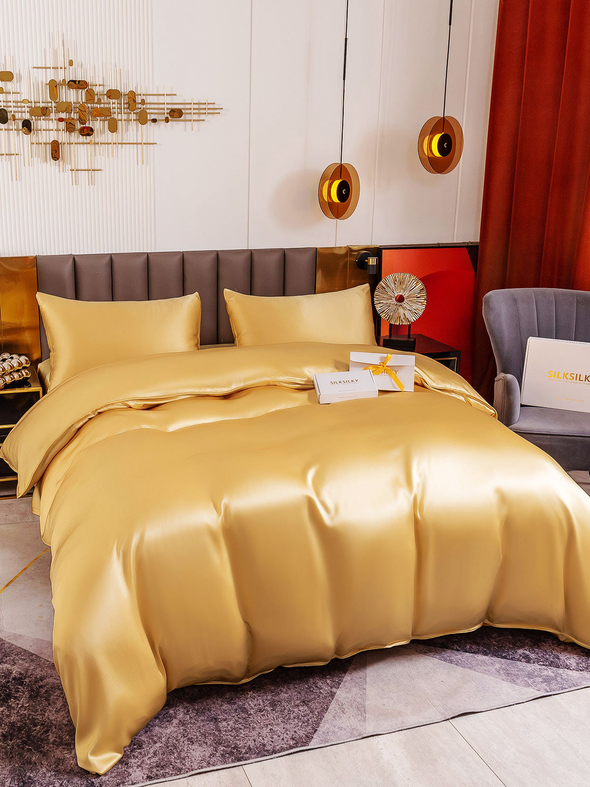 [Champagne] SilkSilky-DK 19Momme Bedding Set 001