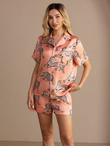 [Rosa Kat] SilkSilky-DK Short Sleeve Lapel Collar Dame Pyjamas 004
