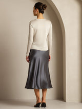 [Grå] SilkSilky-DK Long Sleeve Crew Neck T-shirt til kvinder 012