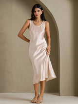 [Beige] SilkSilky-DK Sleeveless Kjole 003