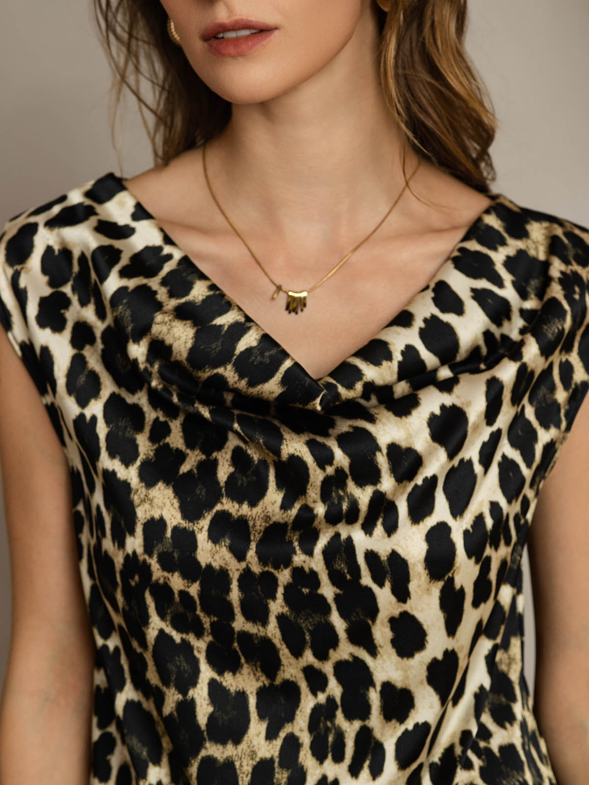 [Leopard] SilkSilky-DK 19Momme Silke Womens T-Shirt 005