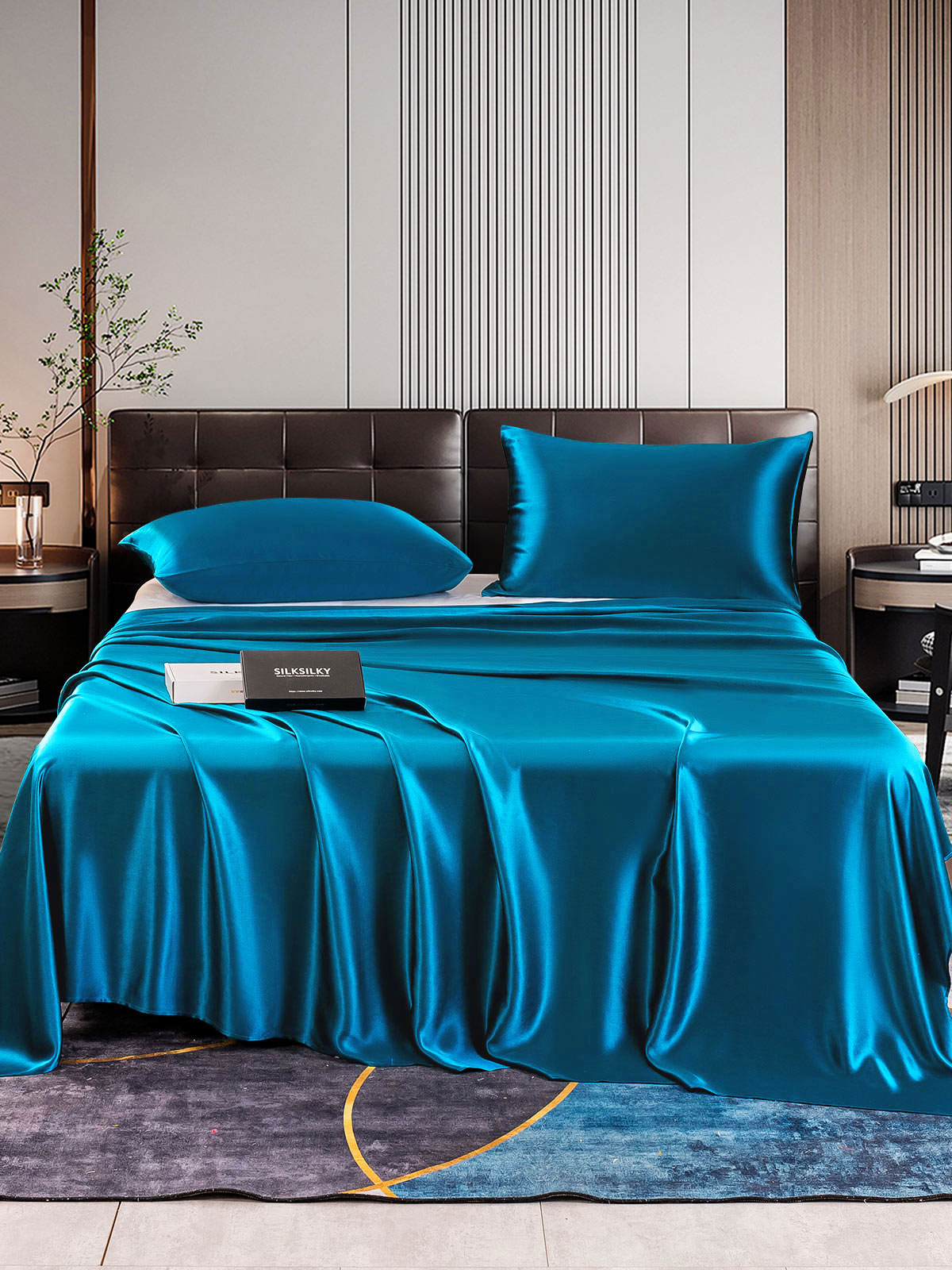 [Blågrøn] SilkSilky-DK 22Momme Bedding Set 001