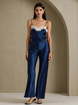 [Mørkeblå] SilkSilky-DK Spaghetti Strap V Neck Camisole Top 005