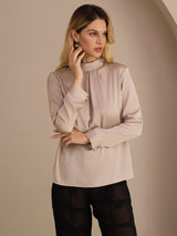 [Kaffe] SilkSilky-DK Long Sleeve Stand Collar Damebluser 005