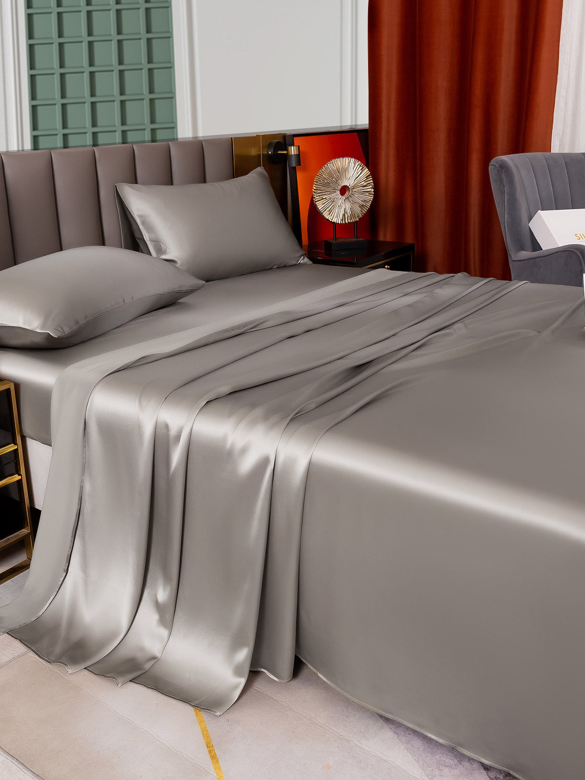 [Grå] SilkSilky-DK 25Momme Bedding Set 003