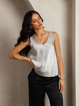 [Sølv] SilkSilky-DK Sleeveless V Neck Camisole Top 006