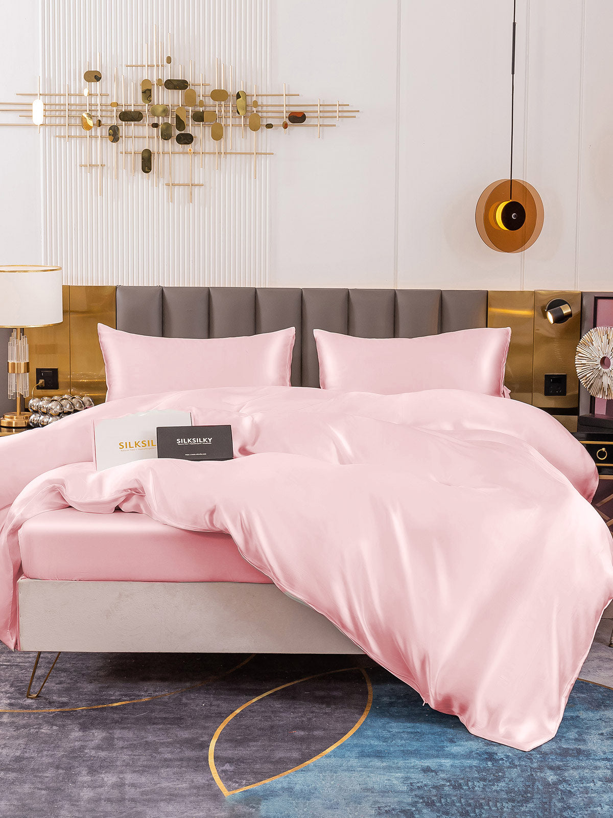 [Lyserød] SilkSilky-DK 19Momme Bedding Set 002