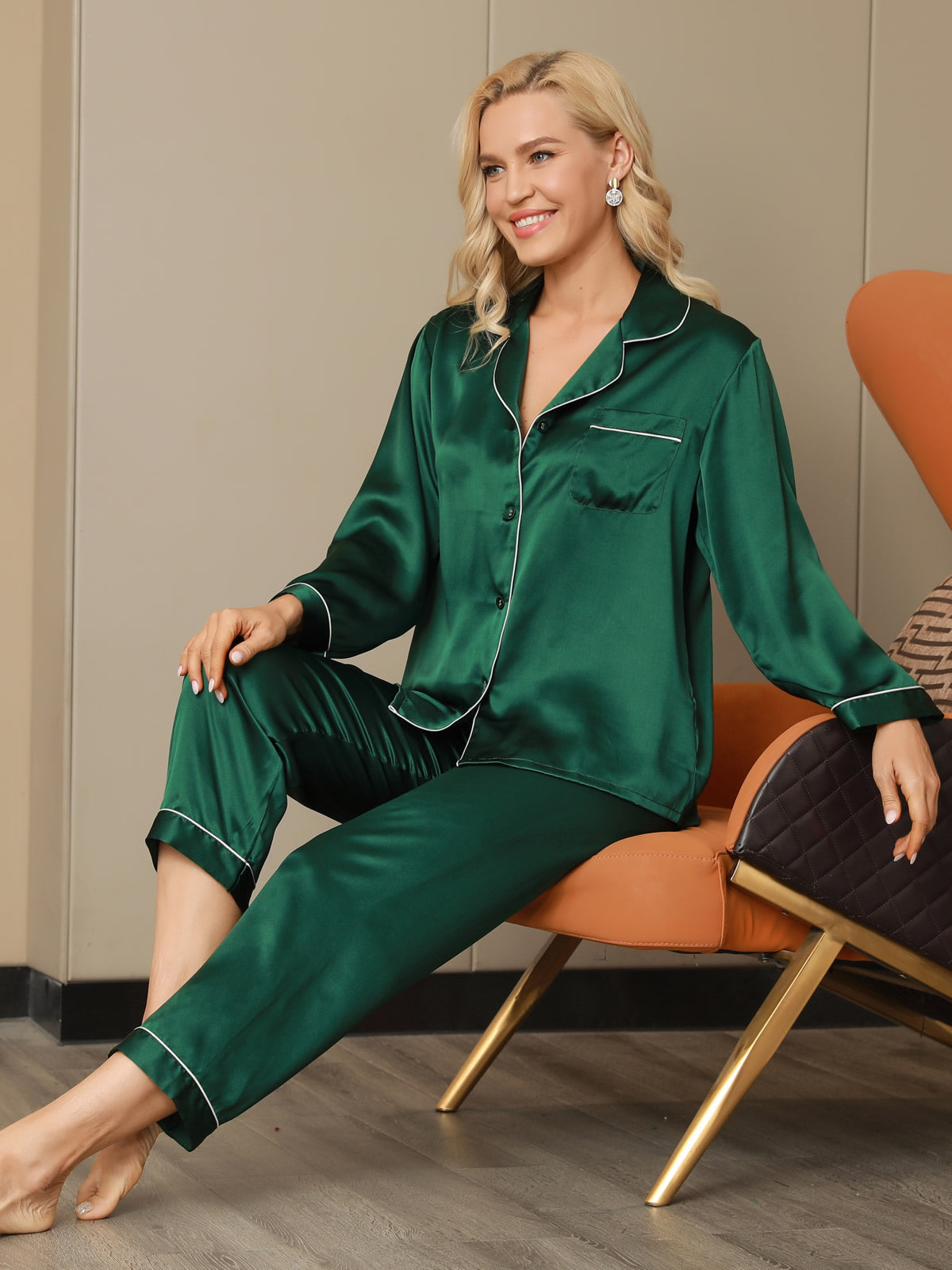 [Grøn] SilkSilky-DK Womens Pajamas 001