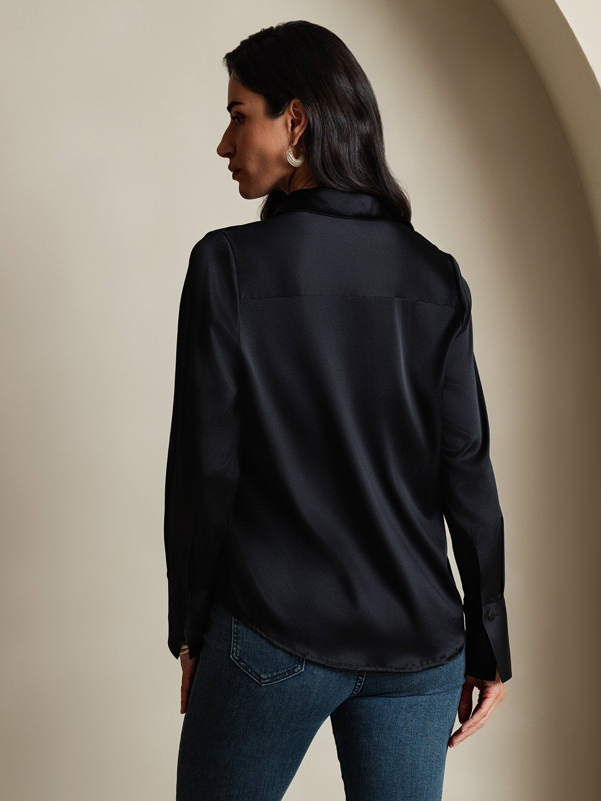 SilkSilky-DK 19Momme Silke Womens Shirt Sort 002