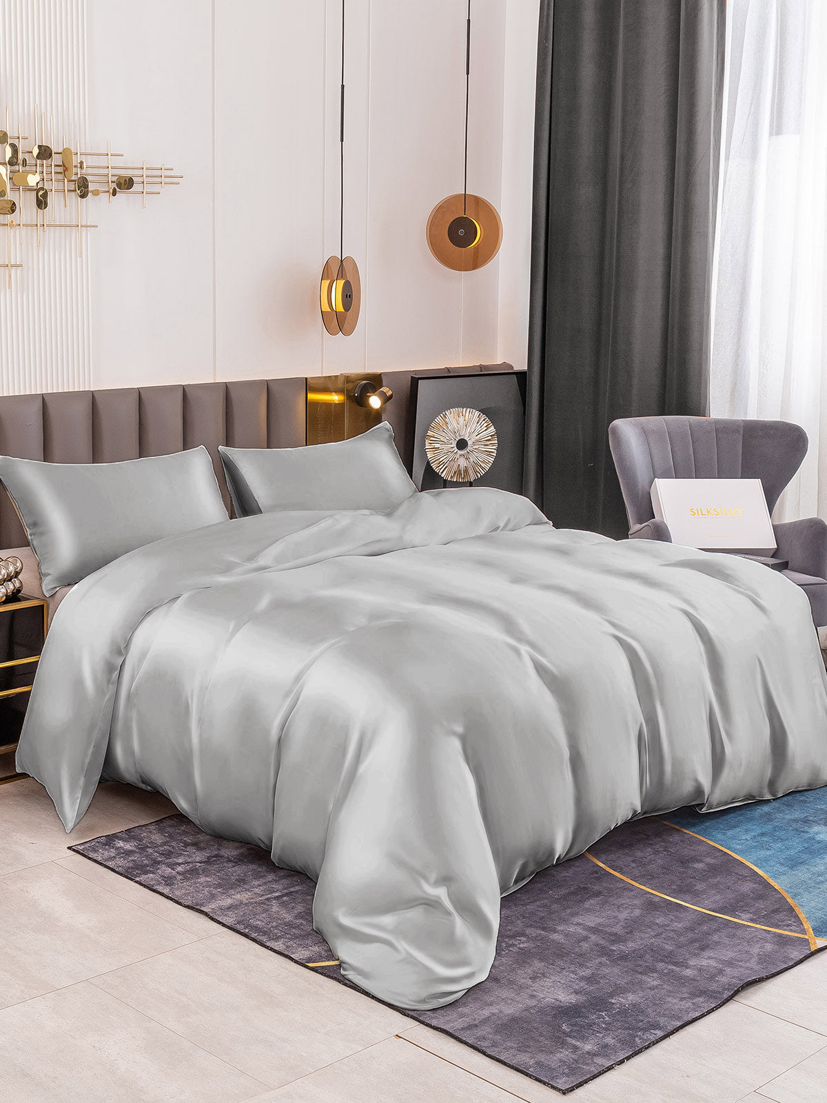 [Sølv] SilkSilky-DK 19Momme Bedding Set 001