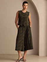 [Fyr Vintage] SilkSilky-DK Sleeveless Crew Neck Women's Outfit Sets 001