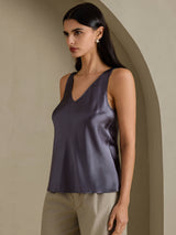 [Mørkegrå] SilkSilky-DK Sleeveless V Neck Camisole Top 006