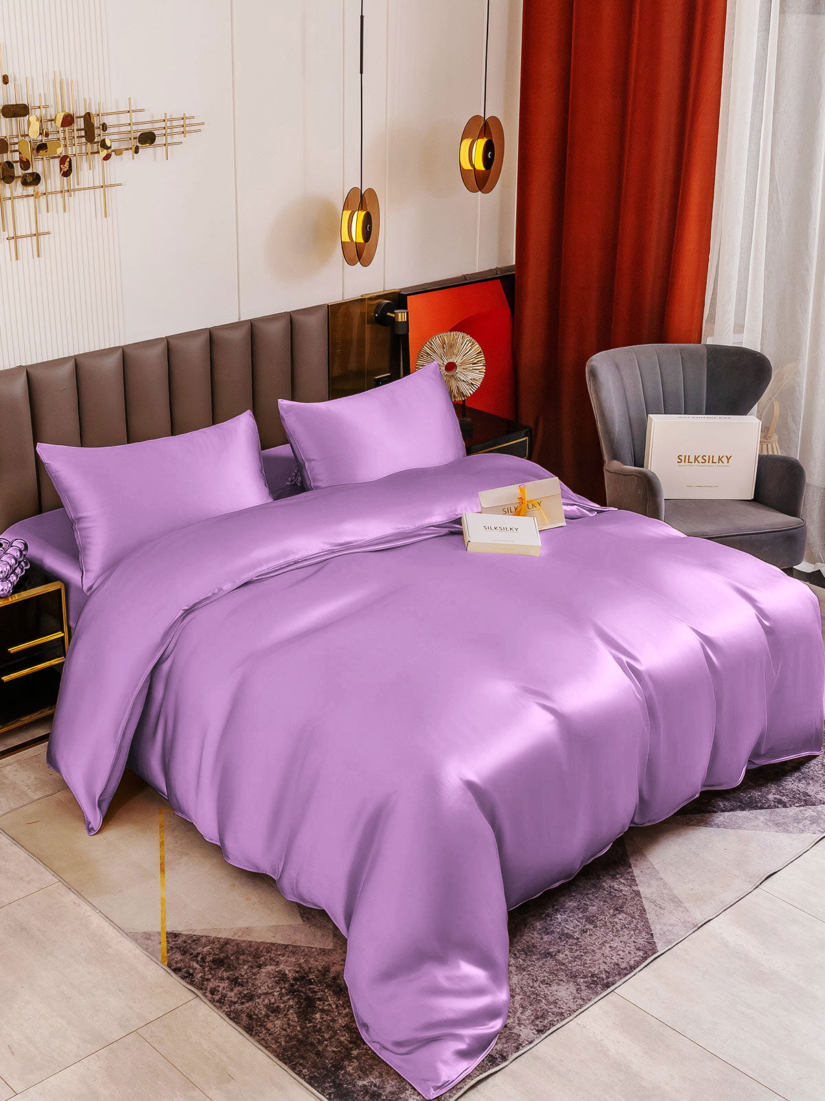 [Lavendel] SilkSilky-DK 19Momme Bedding Set 002