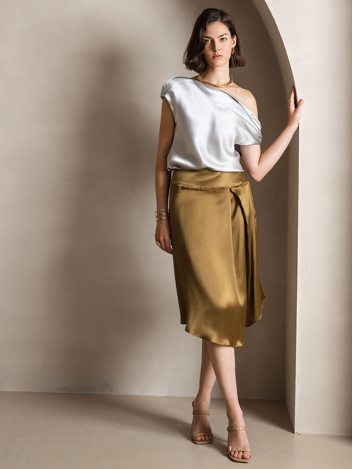 SilkSilky-DK 19Momme Silke Womens T-Shirt Lysegrå 005