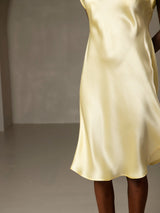 [Gul] SilkSilky-DK Cap Sleeve V Neck Natkjole 007