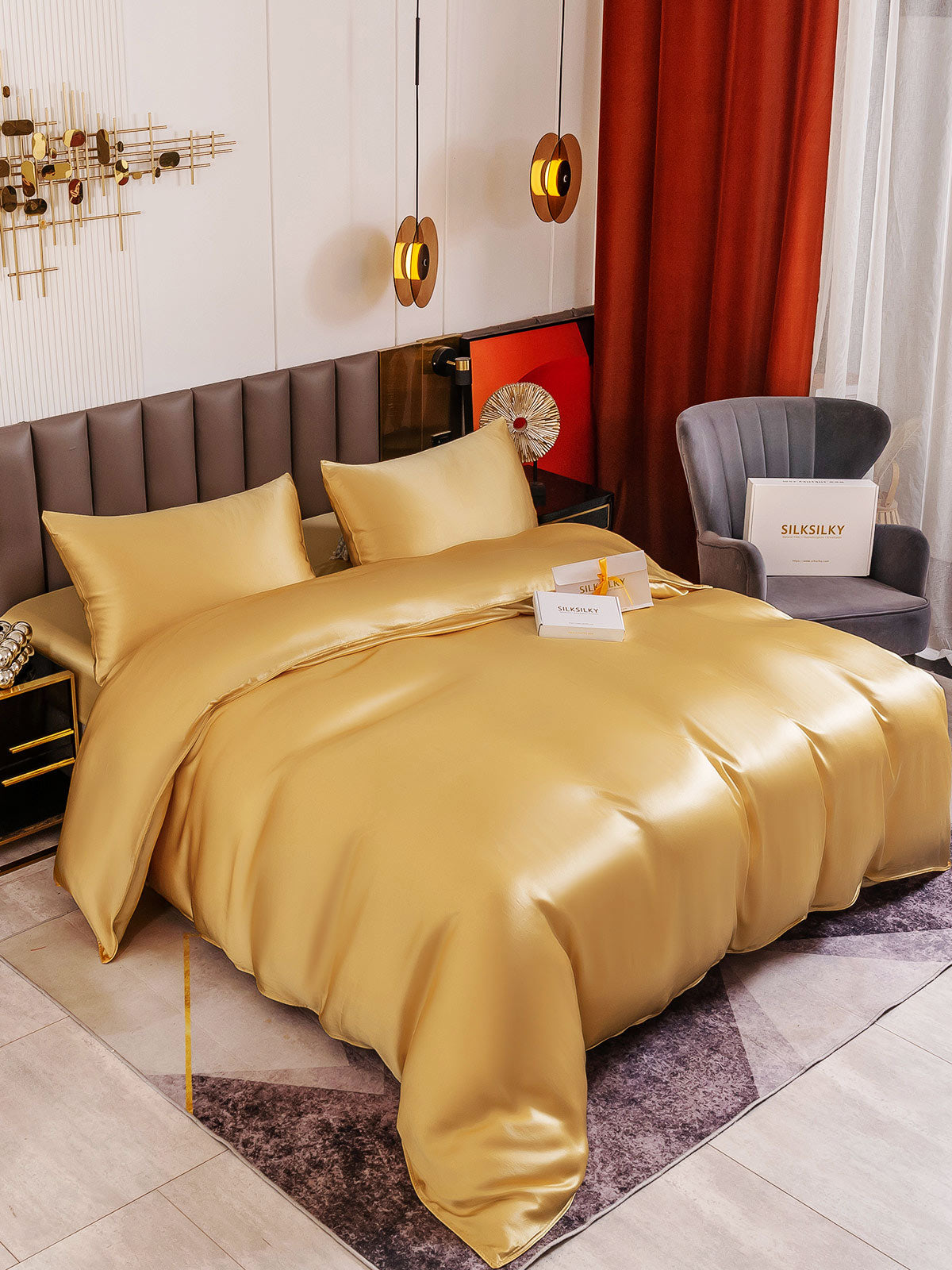 [Champagne] SilkSilky-DK 19Momme Bedding Set 003