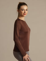 [Kaffe] SilkSilky-DK Langærmet Tight Crew Neck T-shirt til kvinder 004