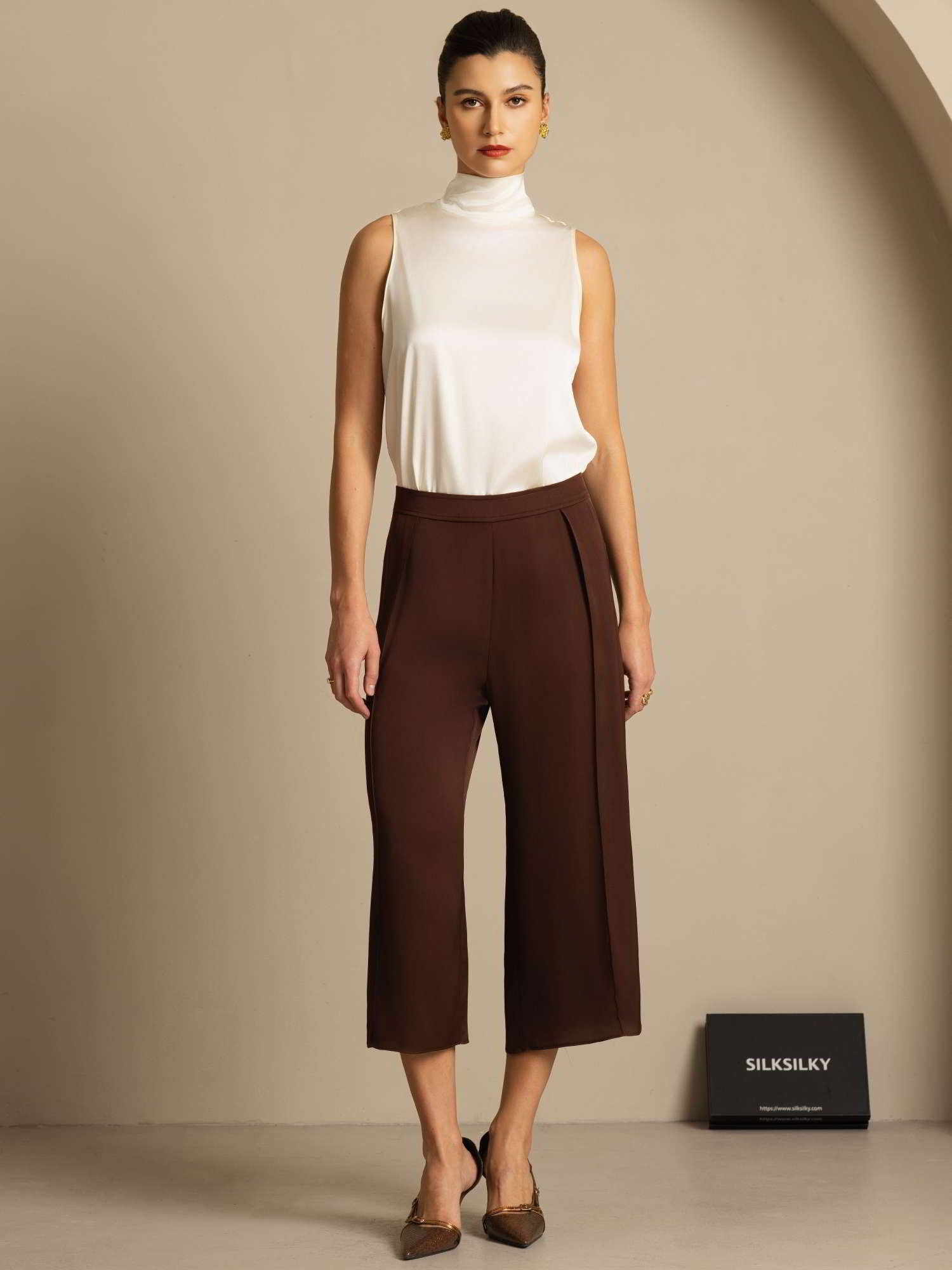 [Elfenben] SilkSilky-DK 19Momme Silke Blouse 007