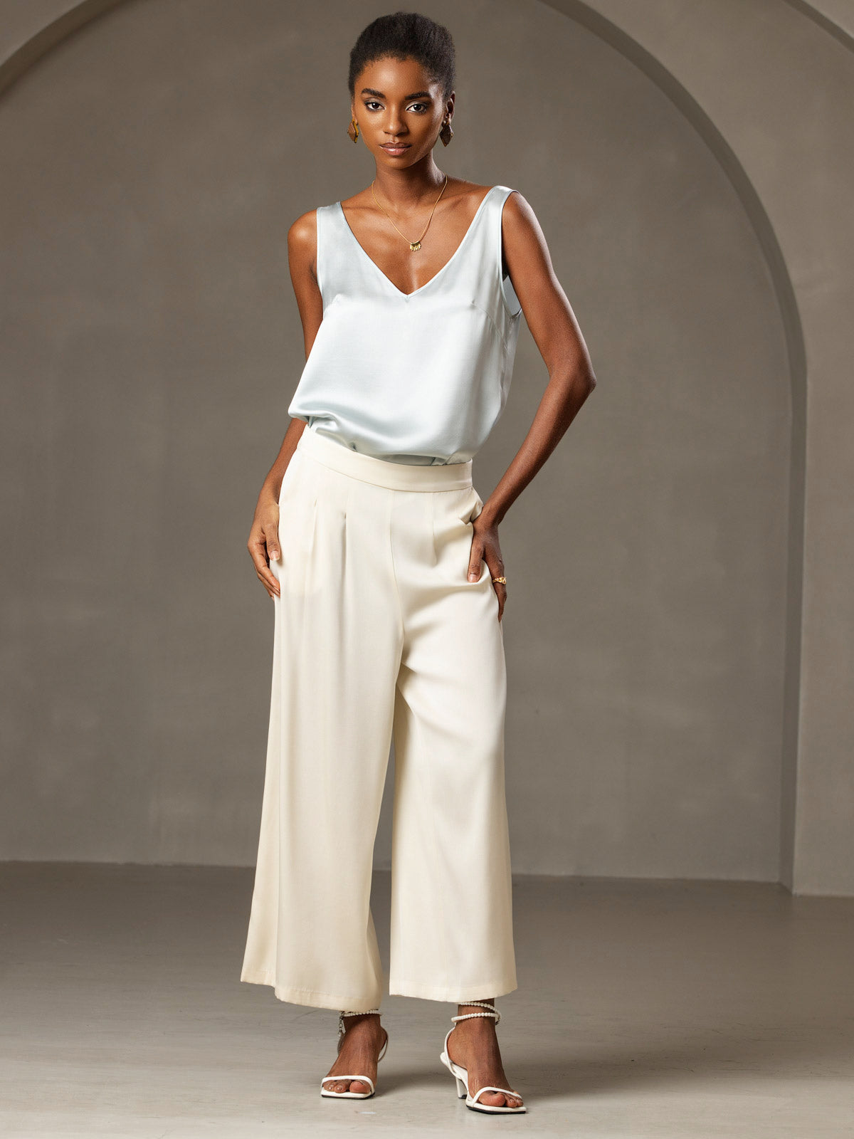 [Lyseblå] SilkSilky-DK 19Momme Silke Camisoles 007