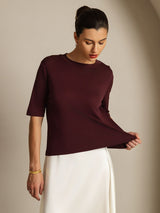 [Windsorvin] SilkSilky-DK Half Sleeve Crew Neck T-shirt til kvinder 005