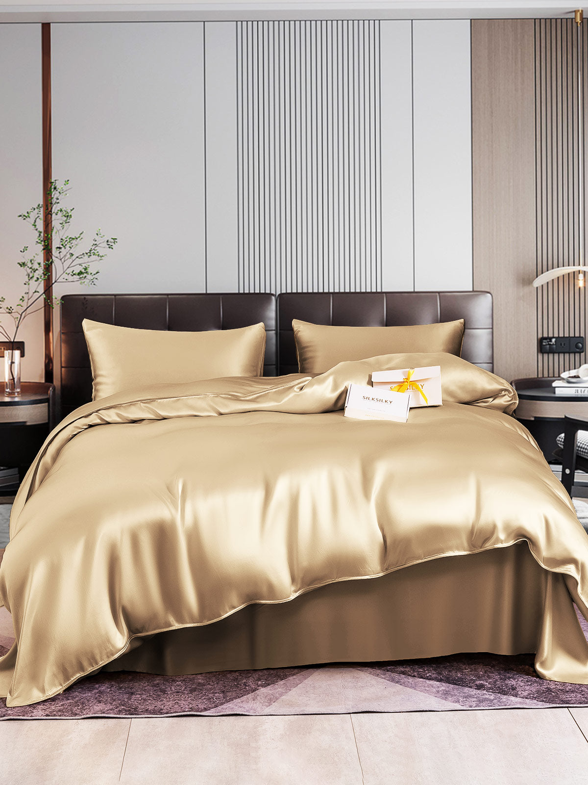 [Beige] SilkSilky-DK 22Momme Bedding Set 001