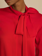 [Vin] SilkSilky-DK 19Momme Langærmet Bindekrage Bluse 004
