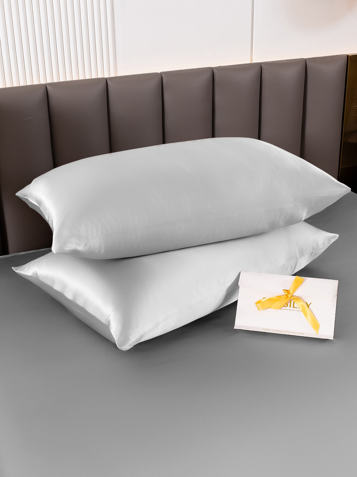 SilkSilky-DK-22Momme-Pure-Silk-Pillowcase-Sølv-003