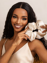 [Beige] SilkSilky-DK Scrunchie 001