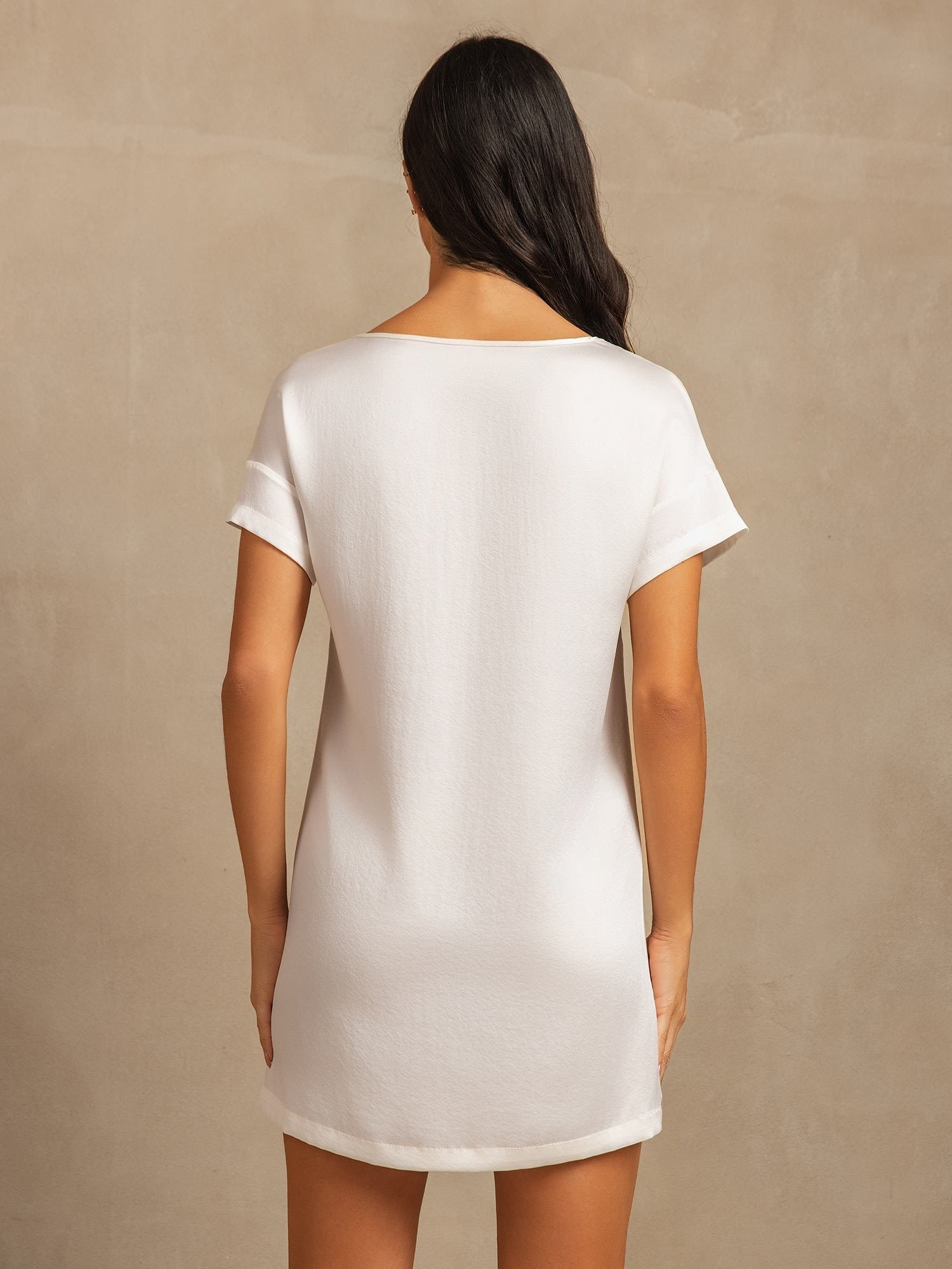 [Hvid] SilkSilky-DK 19Momme Silke Nightgown 002