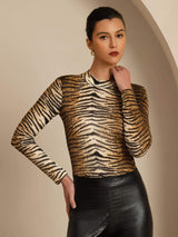 [Tiger] SilkSilky-DK Langærmet Falsk Krave T-shirt til kvinder 001